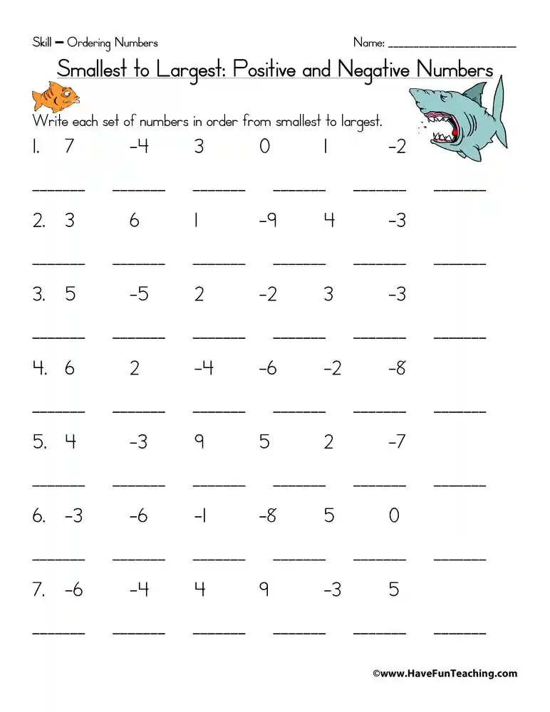 Negative and Positive Numbers: Worksheets and Activities, negative ...