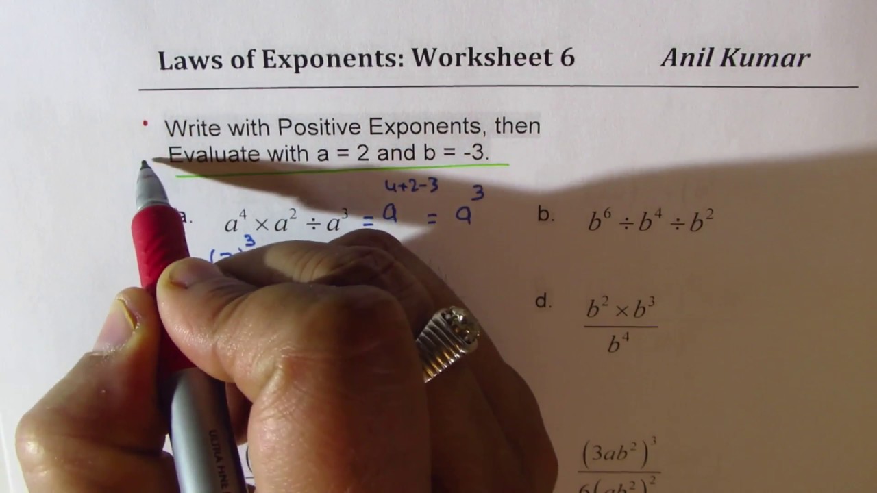 Laws of Exponents Worksheets Product Quotient and Power Rules Worksheet 4 -  7