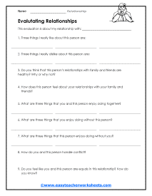 positive relationships worksheet