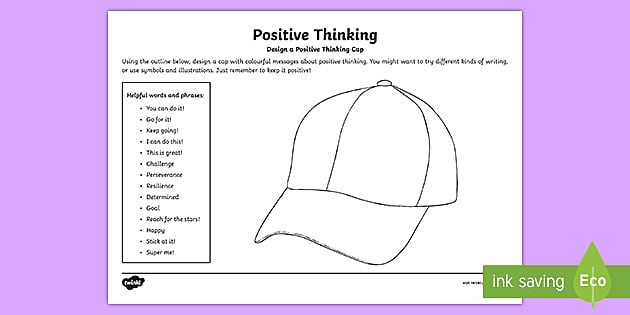 Positive Thinking Cap Worksheet (teacher made) - Twinkl
