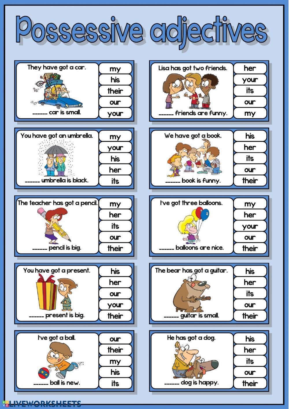 Possessive adjectives activity for Elementary  