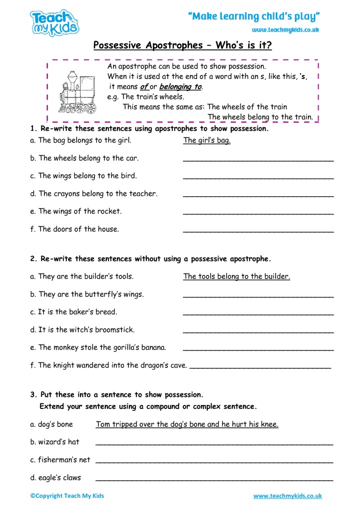 Possessive Apostrophes Who s Is It Worksheets Library