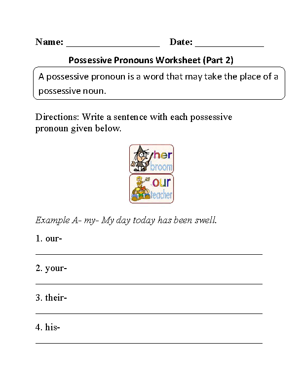 possessive noun and pronoun worksheet
