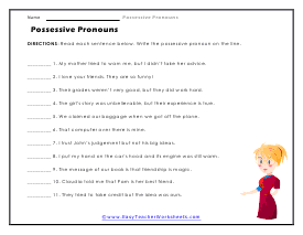 possessive noun and pronoun worksheet