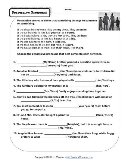 Possessive Pronouns | Pronoun Worksheets
