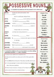 possessive noun worksheet 7th grade
