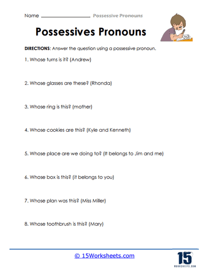 possessive noun worksheet 7th grade