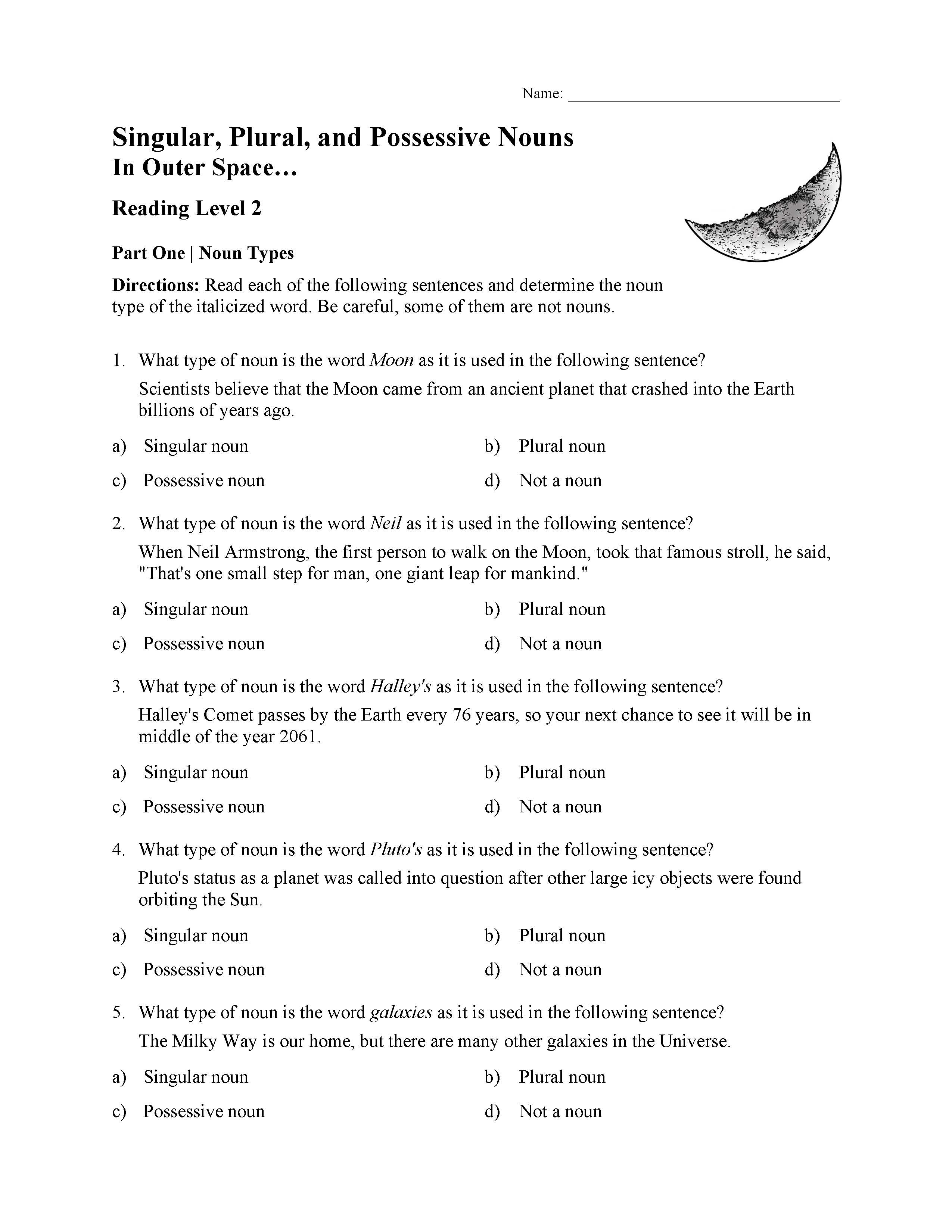 Noun Worksheets, Lessons, and Tests | Parts of Speech Activities