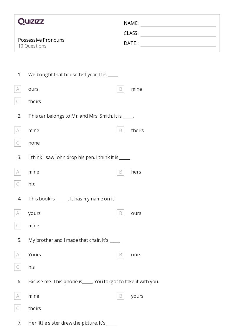 possessive nouns 2nd grade worksheet