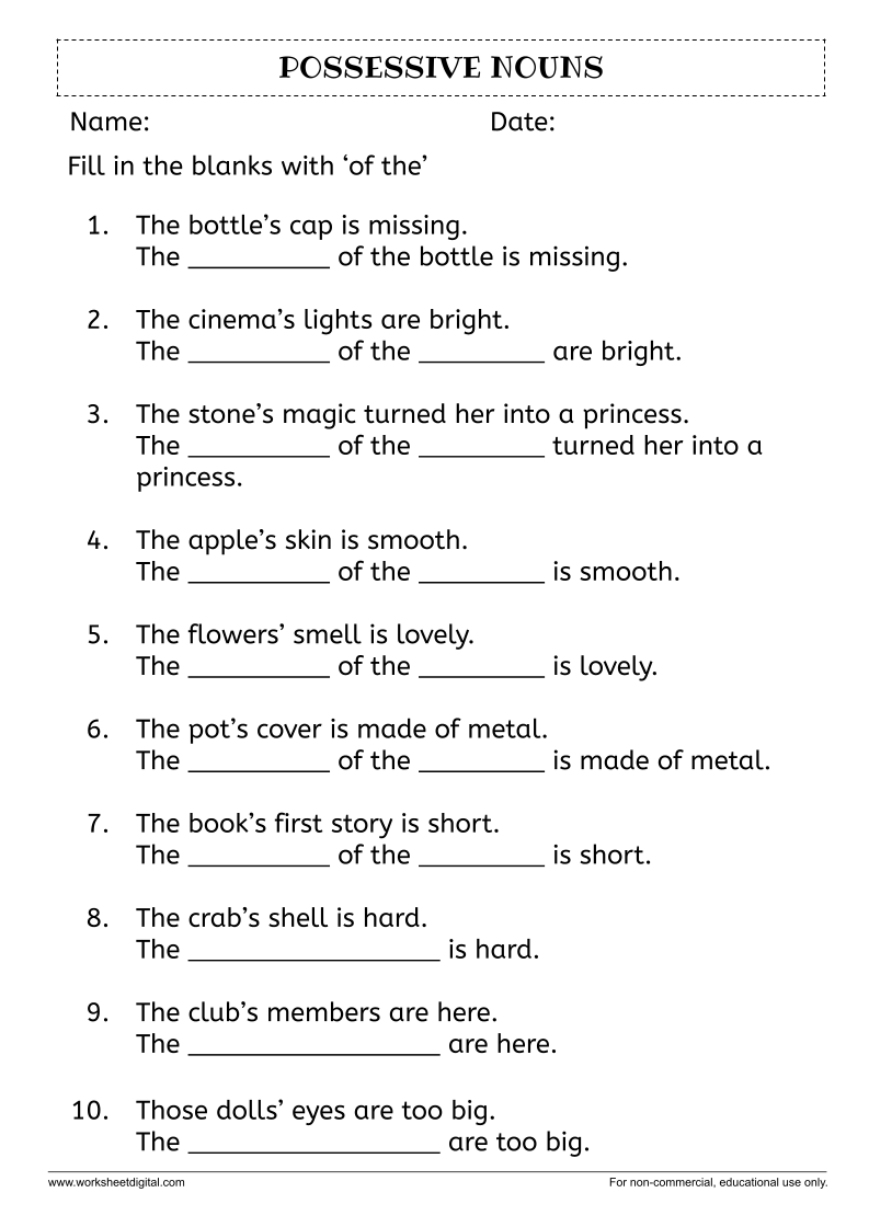 possessive nouns practice worksheet