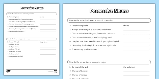 Possessive Nouns Activity for 3rd-5th Grade (teacher made)