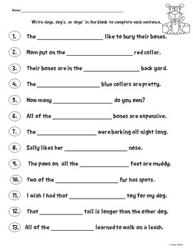 FREE Plural/Possessive Noun Poster and Worksheet by Teachers Take-Out