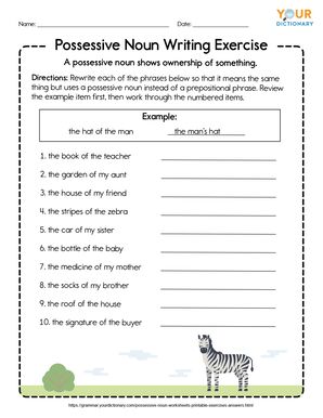 Possessive Noun Worksheets: Printable Exercises With Answers ...