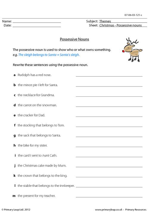 possessive nouns worksheet 5th grade