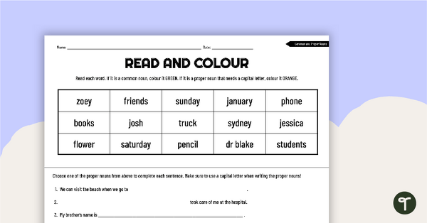 Proper Nouns Worksheets | Teach Starter