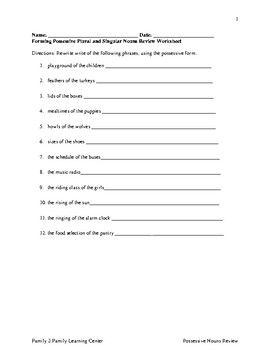 possessive plural nouns worksheet