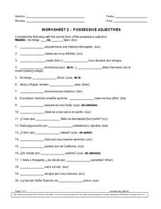 possessive pronouns spanish worksheet