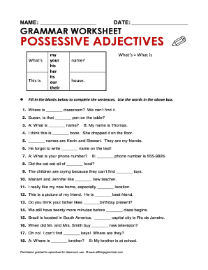 Possessive Adjectives Exercises: Complete with ease | airSlate SignNow