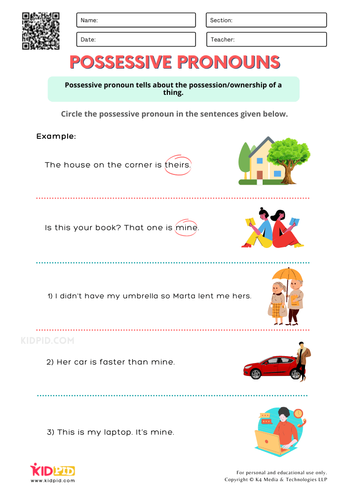 possessive pronouns worksheet pdf