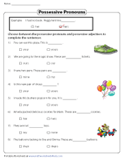 Possessive Pronouns Worksheets