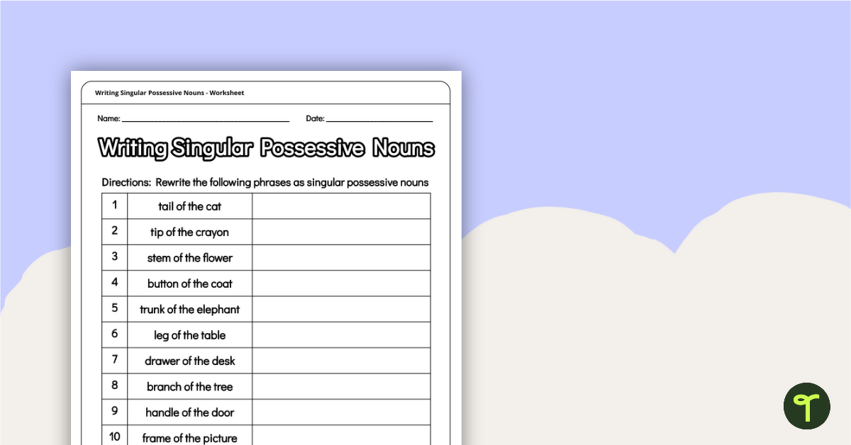possessive worksheet for 1st grade