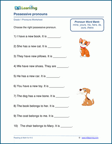 possessive worksheet for 1st grade
