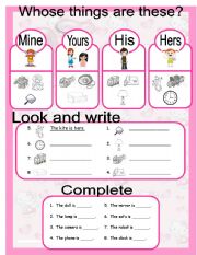 possessive worksheet for 1st grade