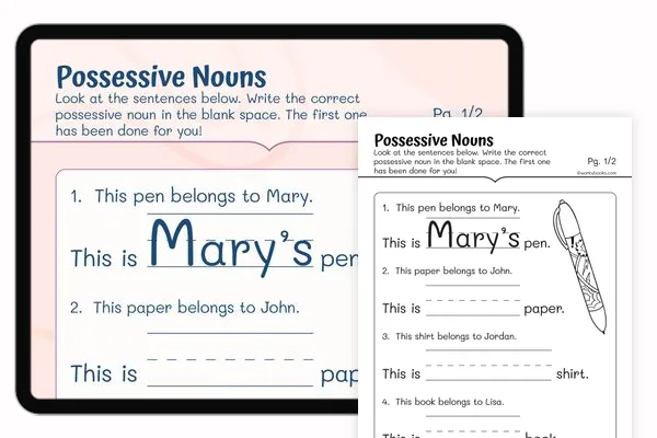 possessive worksheet for 1st grade
