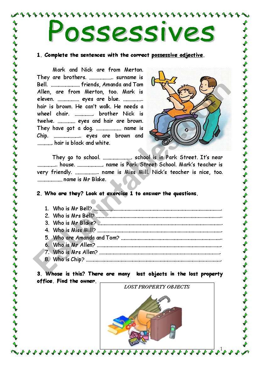 possessives - ESL worksheet by jagüero