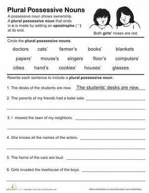 Great Grammar: Plural Possessive Nouns | Worksheet 