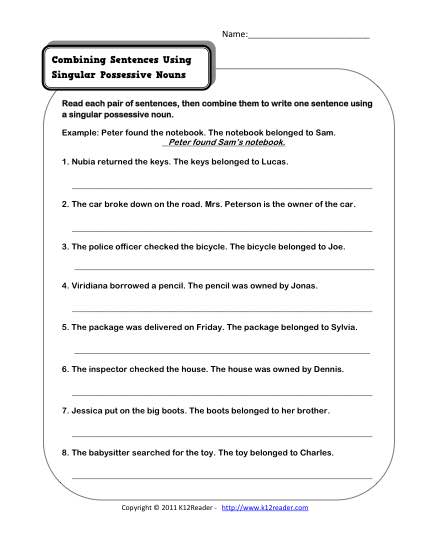 possessives worksheet 3rd grade