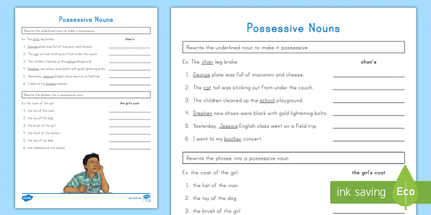 possessives worksheet high school