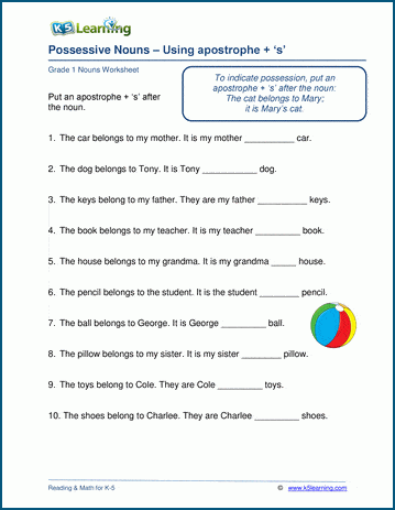 Possessive Nouns Worksheets | Worsheets library