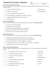 potential vs kinetic energy worksheet