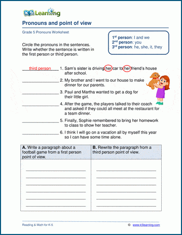 Pronouns &  Points of View Worksheets | Worsheets library