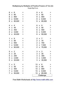Multiplying by Multiples of Positive Powers of Ten (A: Single ...