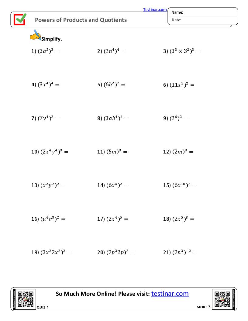 power of i worksheet