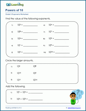 Powers of Ten Worksheets | Worsheets library