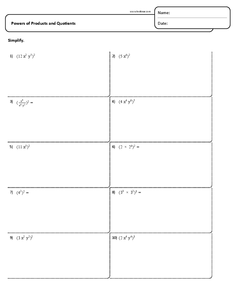 power to a power worksheet