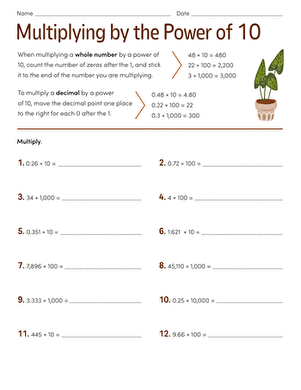powers of 10 worksheet