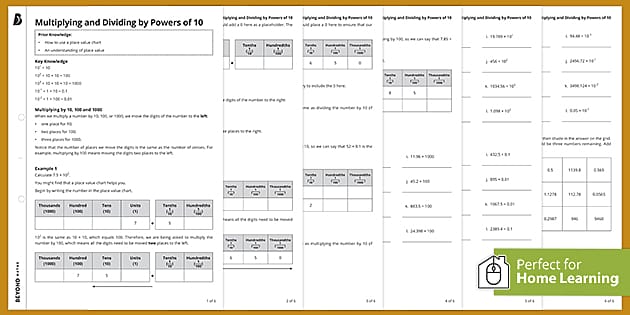 ? Multiplying and Dividing by Powers of 10 Worksheet | Beyond