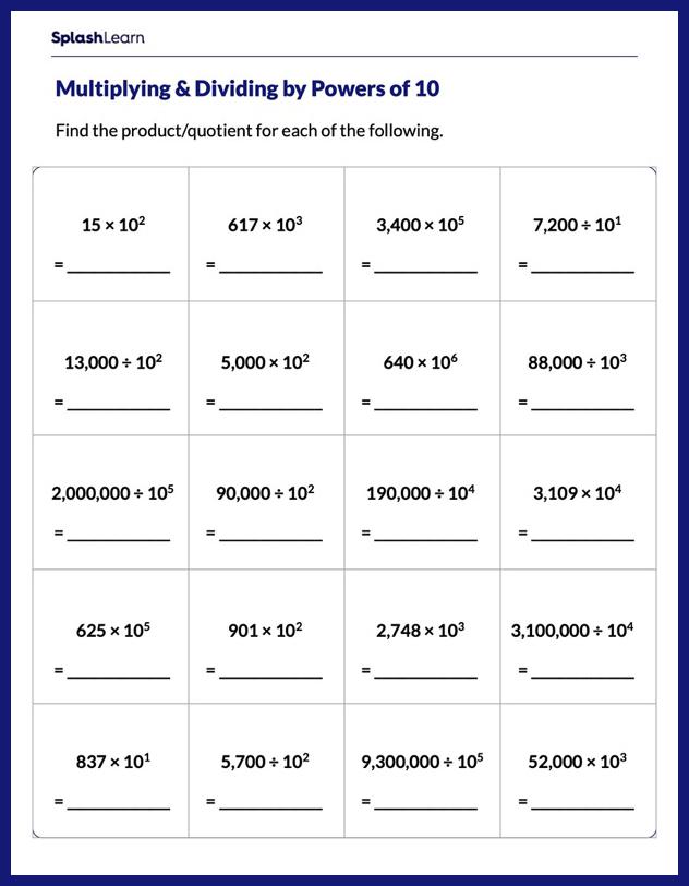 powers of 10 worksheet
