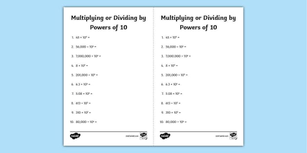 powers of 10 worksheet