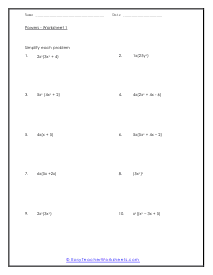 Simplifying Exponents Worksheets