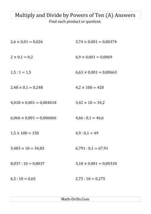 Multiplying and Dividing Decimals by All Powers of Ten (Standard ...