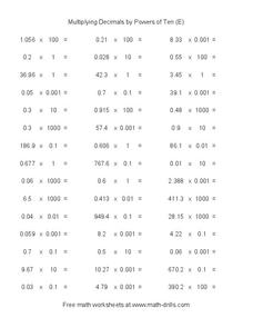powers of ten worksheet with answers
