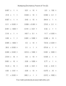 powers of ten worksheet with answers