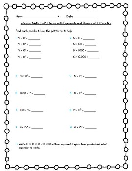 enVision Math 5th Grade - Topic 1 - 1.1 Patterns with Exponents ...