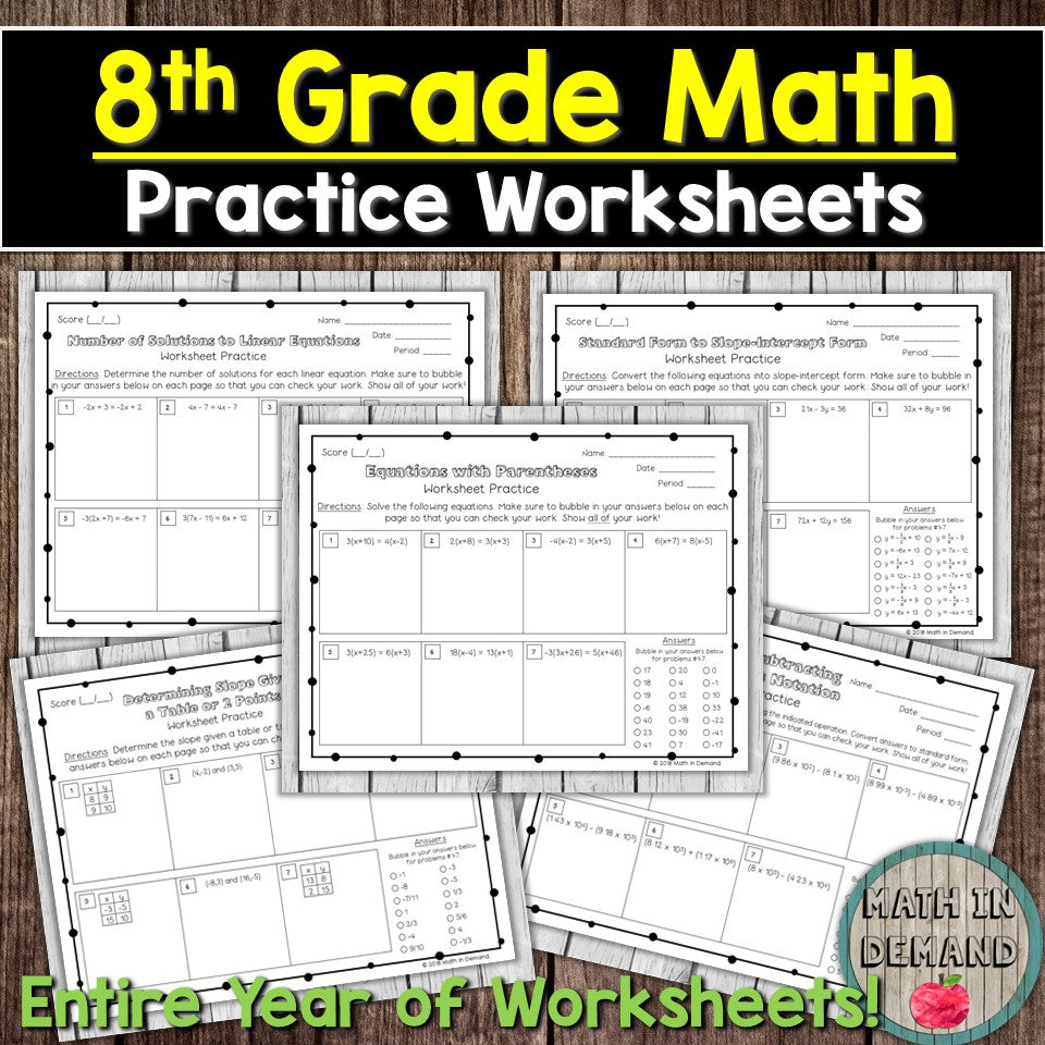 Math Practice Worksheets Bundle - Math in Demand