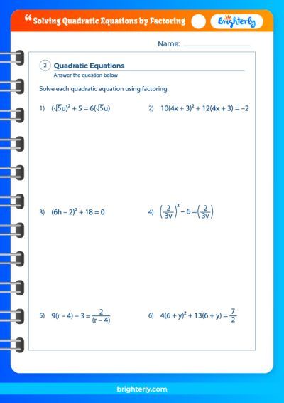 FREE Solving Quadratic Equations By Factoring Worksheets [PDFs ...